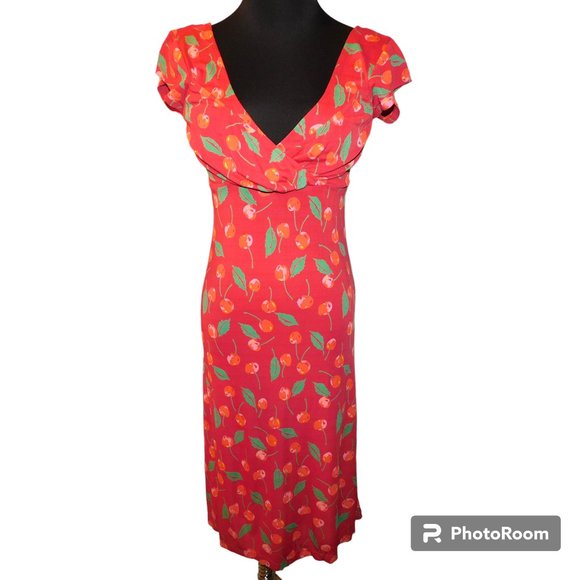 Free People Crossover Red Cherries Dress Size Medium - Picture 1 of 8